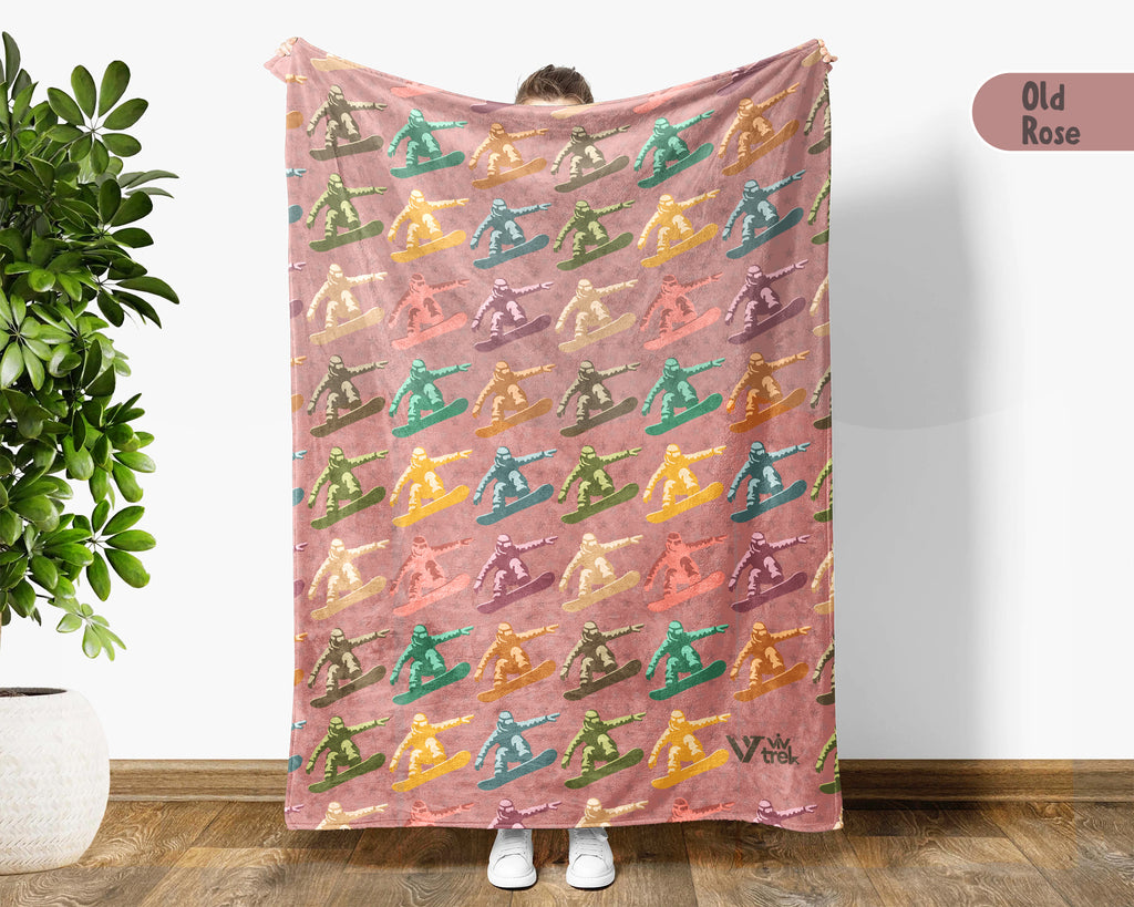 Vintage Snowboarding Blanket – Cozy Throw for Winter Sports Lovers