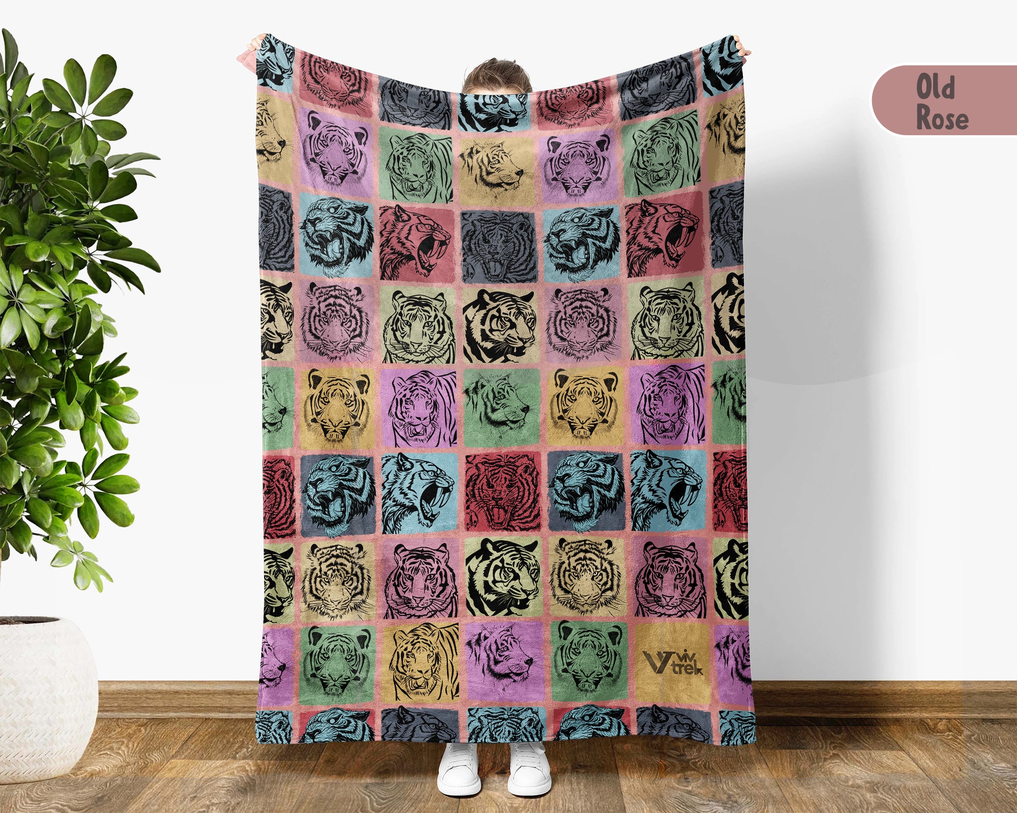 Vintage Tiger Blanket Jungle Animal Throw Cozy Big Cat Decor Nature Inspired Gift Wildlife Lover Unique Home Accent