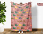 Custom Name Camping Blanket, Personalized Nature Throw, Cozy Outdoor Gift for Campers, Travelers, and Hikers