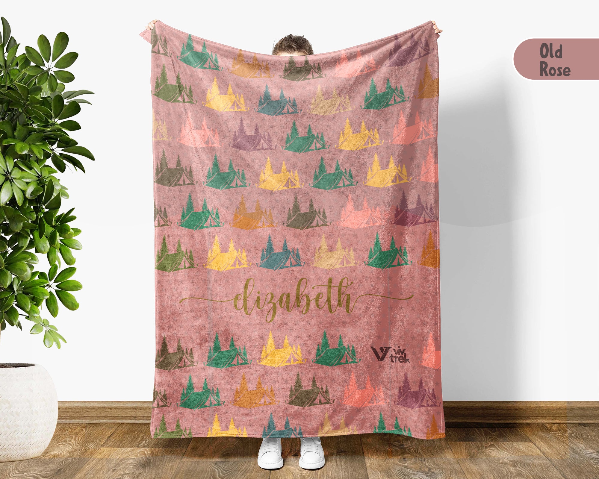 Custom Name Camping Blanket, Personalized Nature Throw, Cozy Outdoor Gift for Campers, Travelers, and Hikers
