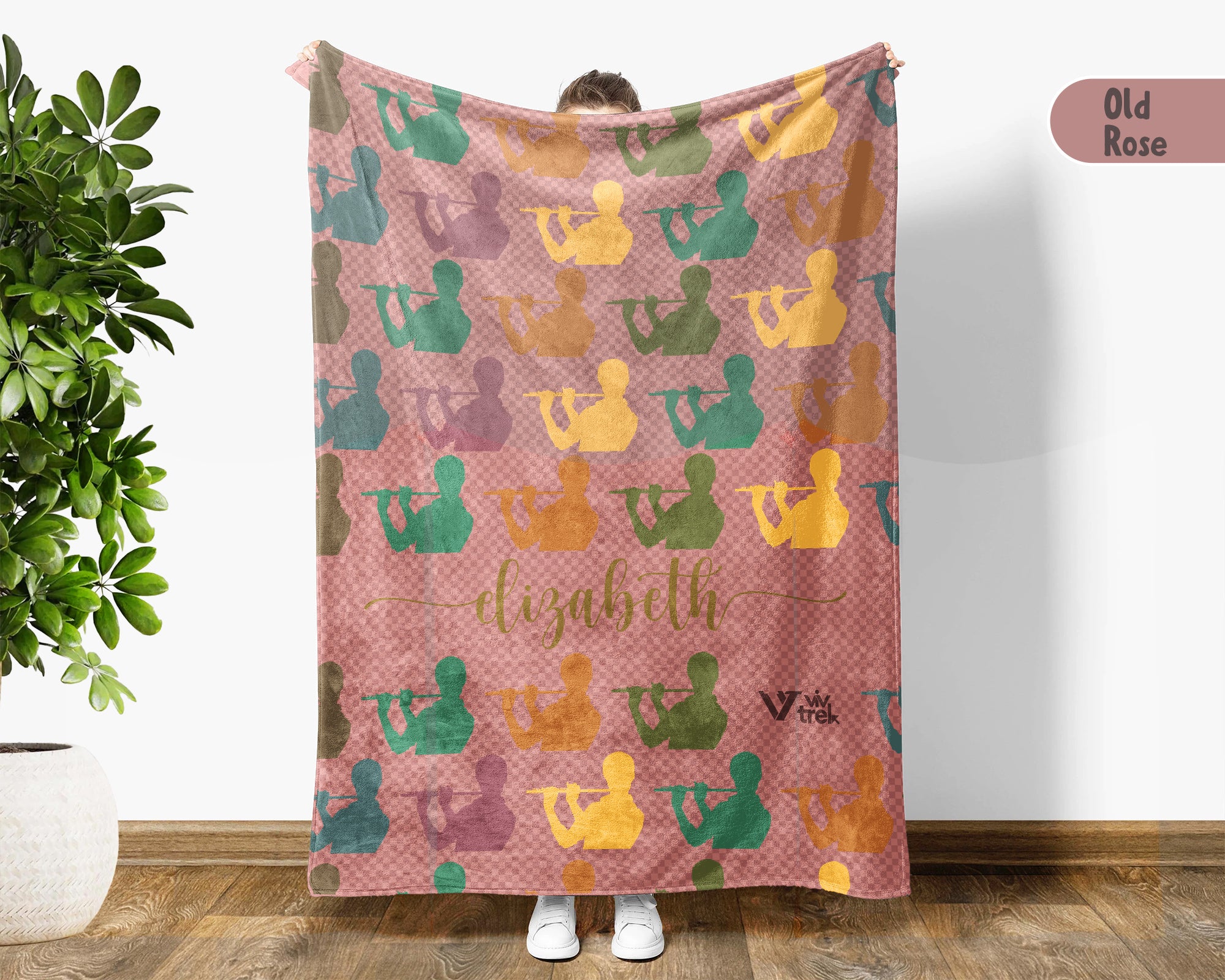 Custom Name Flute Blanket – Personalized Cozy Throw for Music Fans