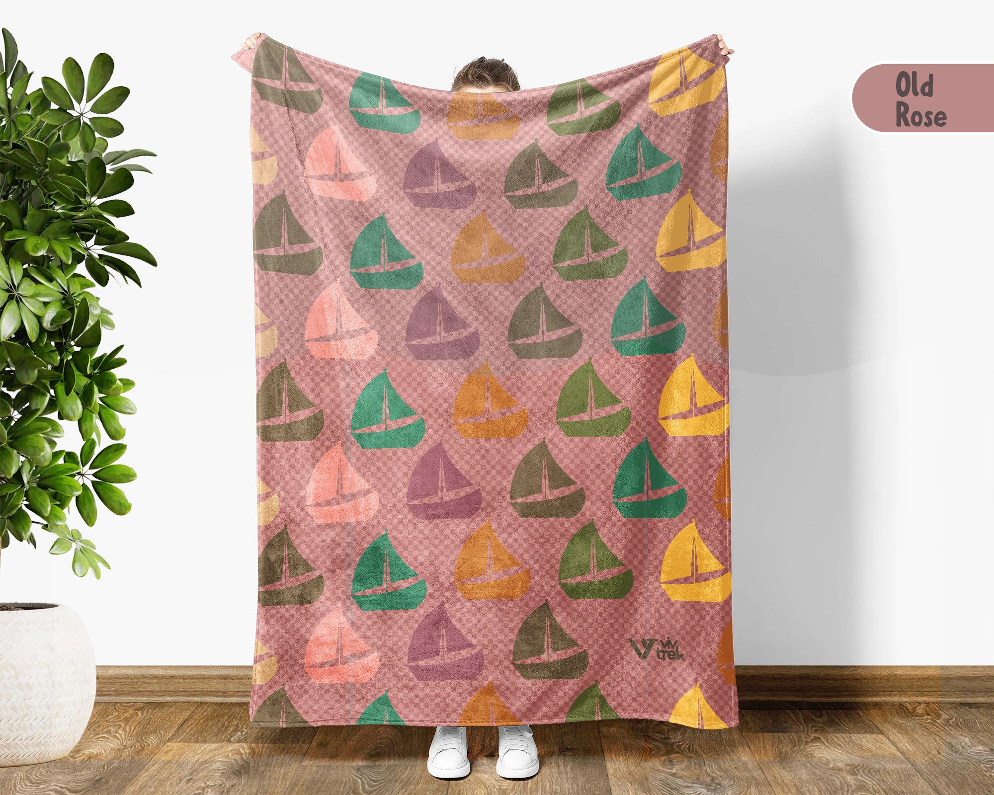 Retro Sailing Boat Blanket for Coastal Decor, Cozy Nautical Throw Gift for Sailors and Boating Enthusiasts