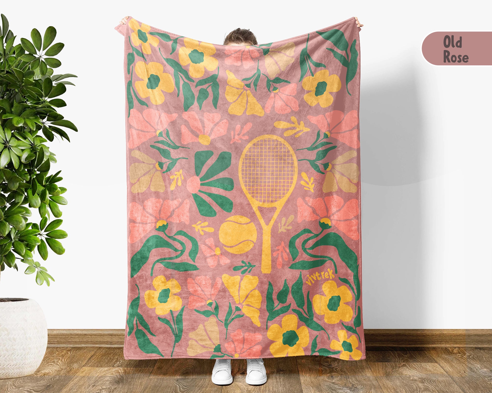 Floral Tennis Blanket – Cozy Vintage Player Throw Gift