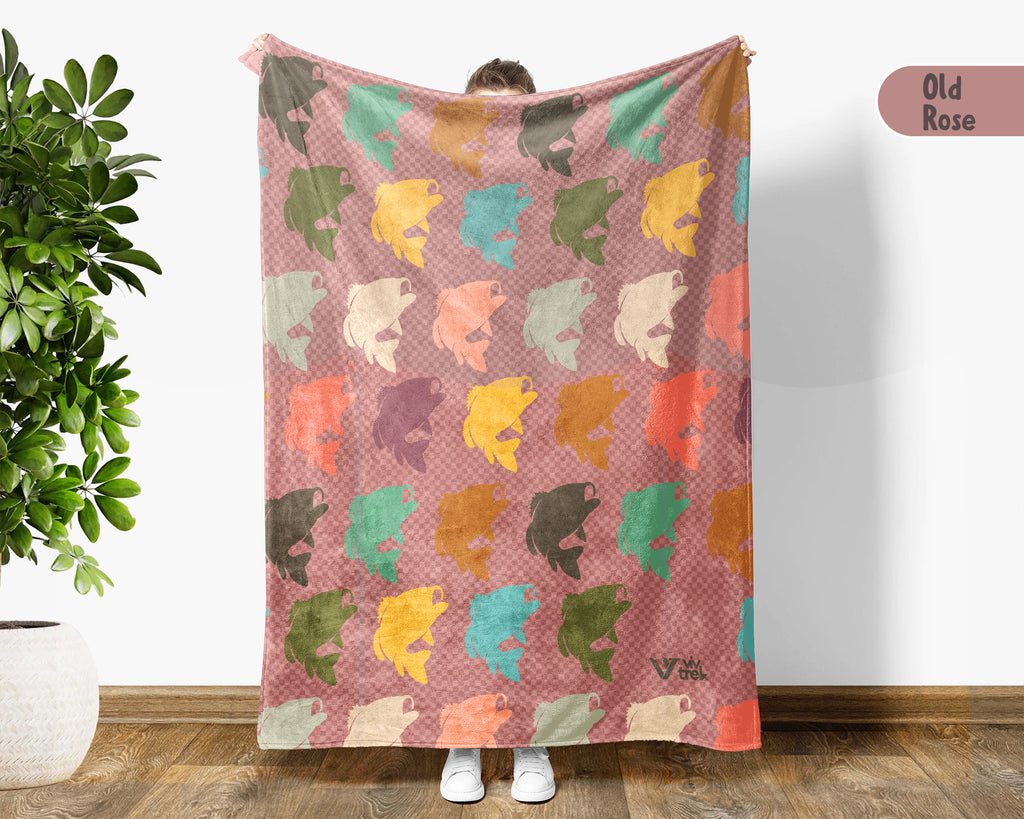 Retro Fishing Throw Cozy Angler Blanket Soft Outdoor Decor Unique Fisherman Gift for Cabin Adventure Lovers
