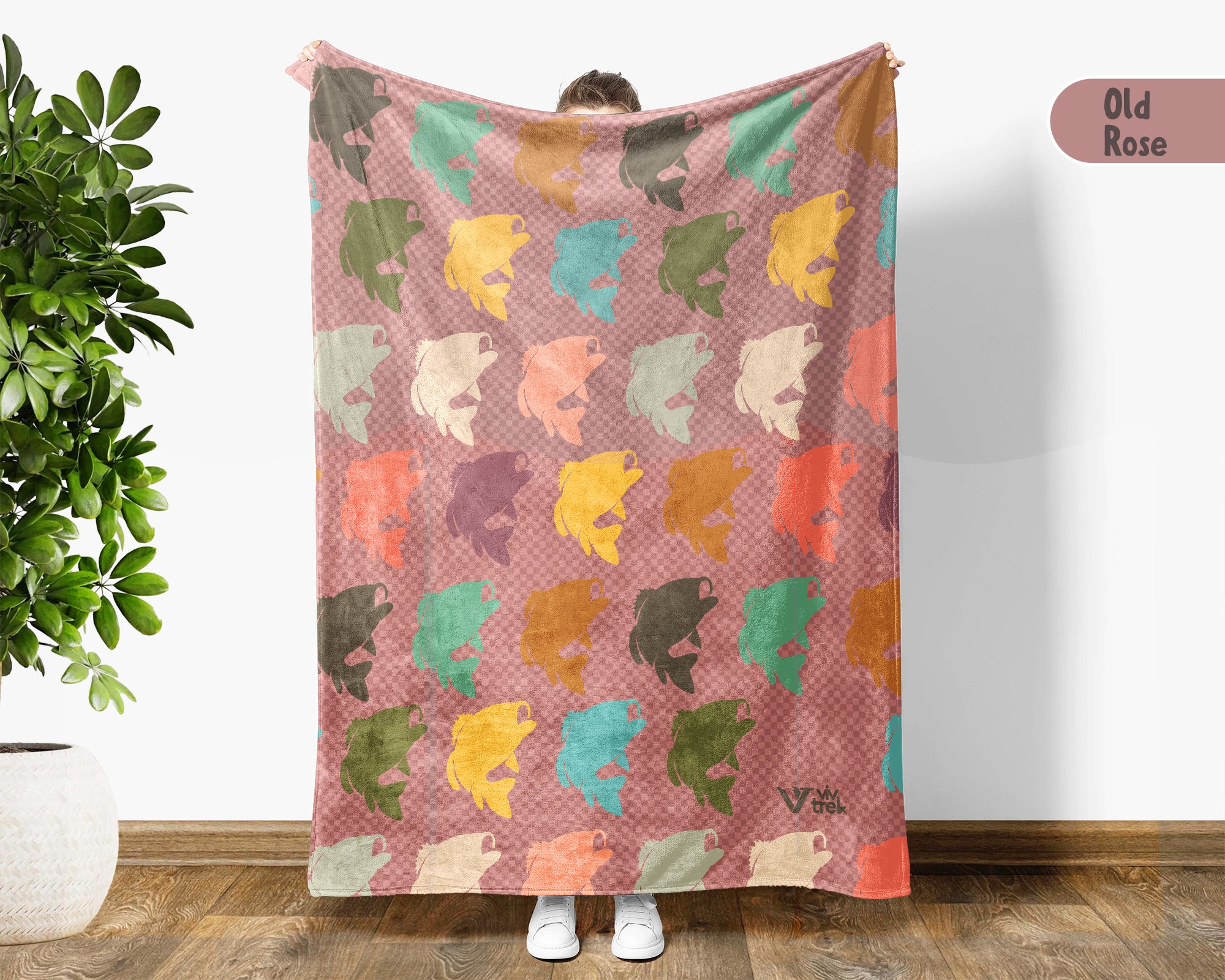 Retro Fishing Throw Cozy Angler Blanket Soft Outdoor Decor Unique Fisherman Gift for Cabin Adventure Lovers