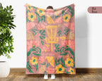 Custom Name Floral Disc Golf Blanket, Cozy Sports Lover Throw