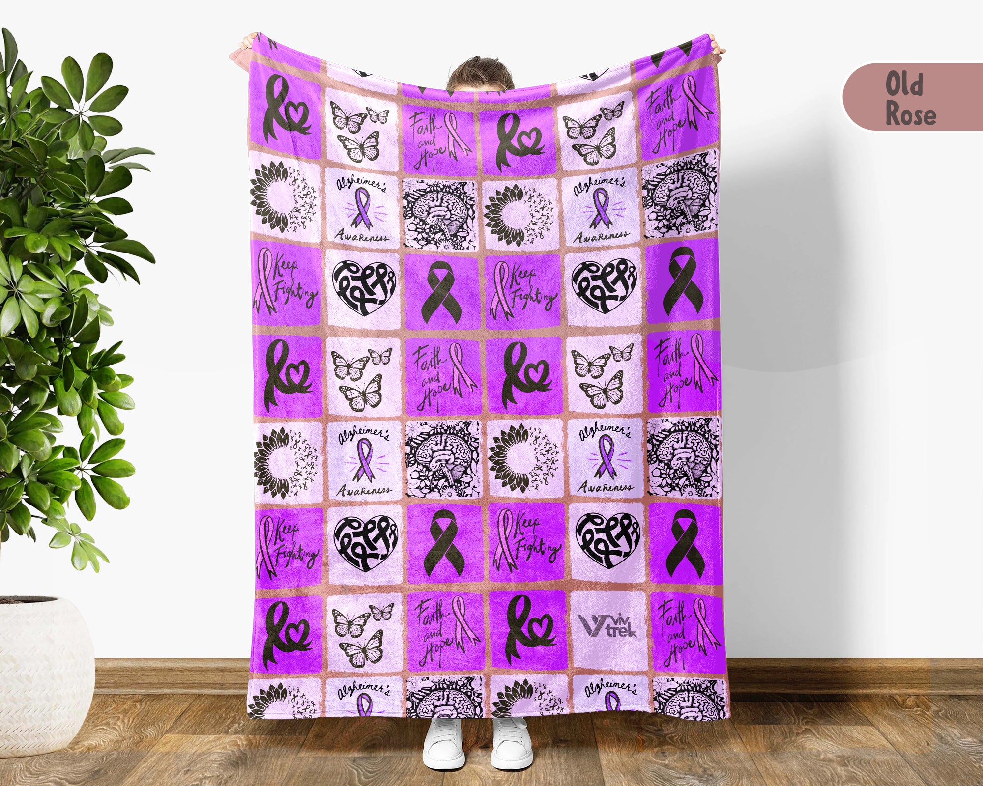 Alzheimer’s Awareness Battle Blanket for June, Cozy Distressed Throw for Patients, Caregivers & Family, Meaningful Support Gift