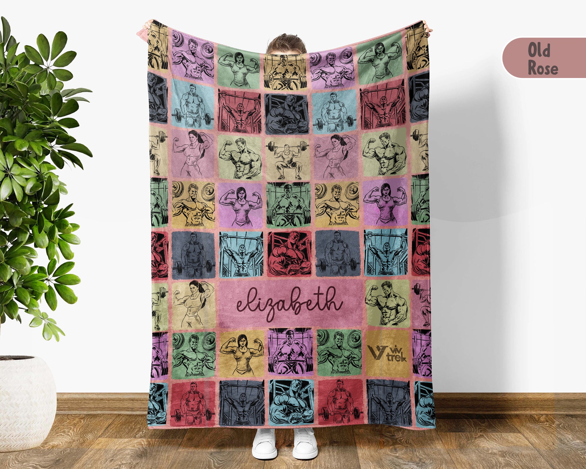 Personalized Bodybuilding Blanket Custom Name Fitness Throw, Cozy Gym Lover Gift, Sporty Home Decor for Men and Women