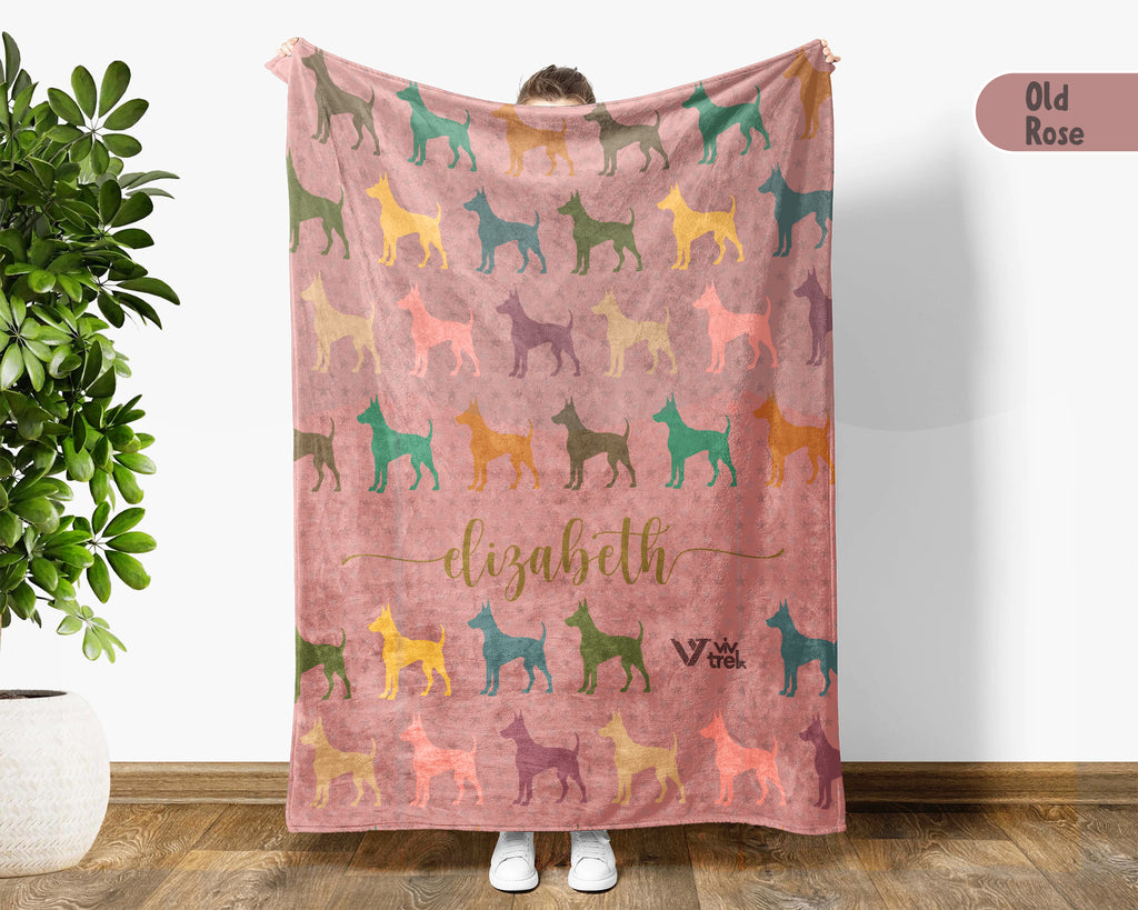 Custom Dobermann Dog Blanket – Personalized Name Throw for Pet Lovers & Fans