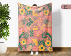 Floral Curling Blanket with Custom Name, Cozy Curling Throw Gift for Kids Teens Adults, Perfect Birthday Sports Present