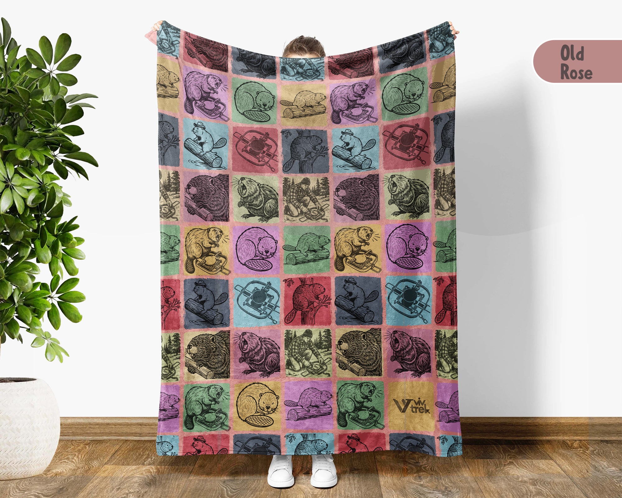 Vintage Beaver Blanket – Cozy Woodland Animal Lover Throw Gift