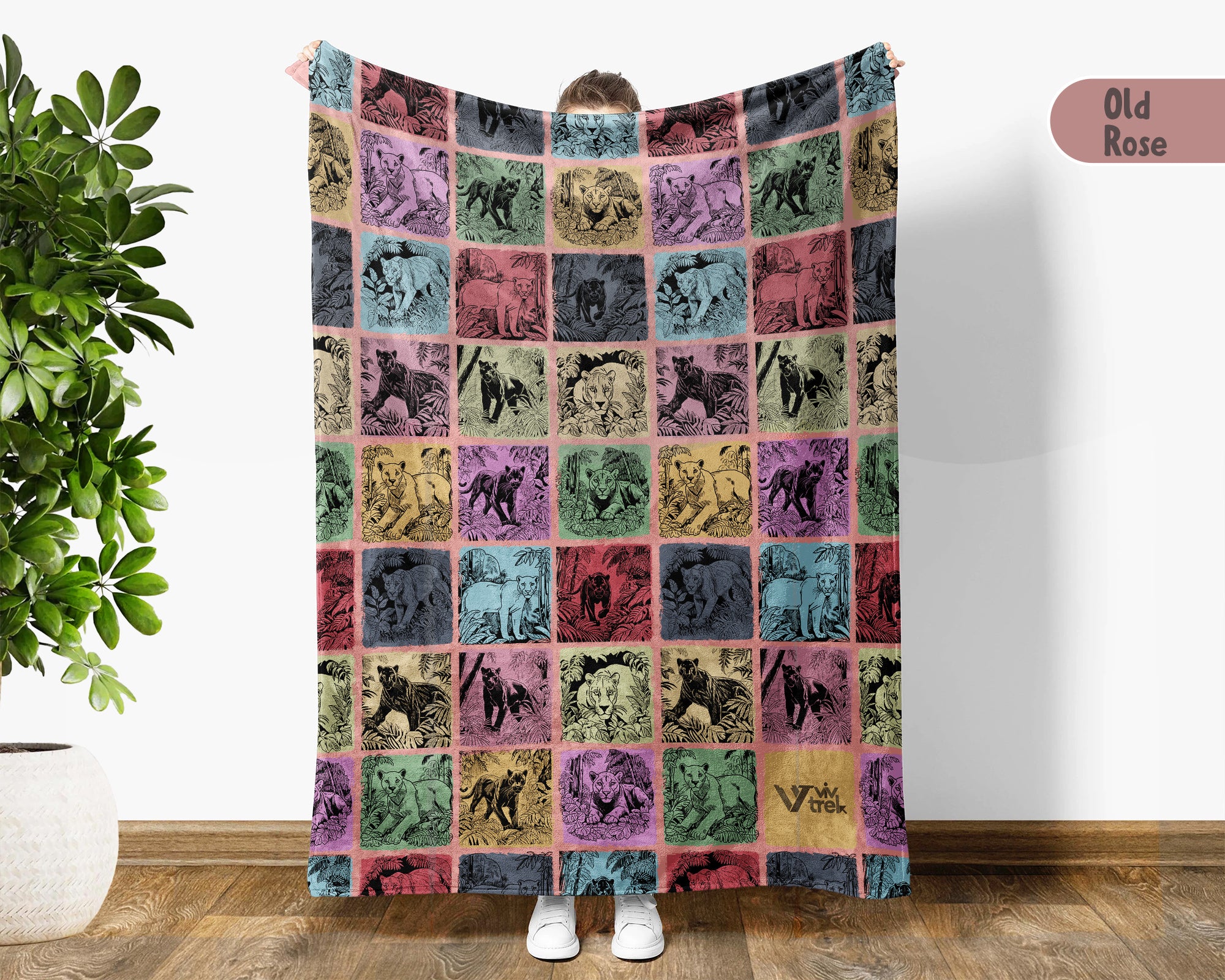 Vintage Panther Lover Blanket Big Cat Wildlife Throw Cozy Animal Print Blanket Unique Wild Animal Home Decor Gift