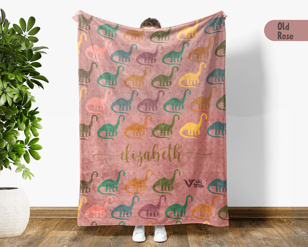 Custom Name Dino Blanket – Brachiosaurus Throw for Kids, Teens & Dinosaur Fans