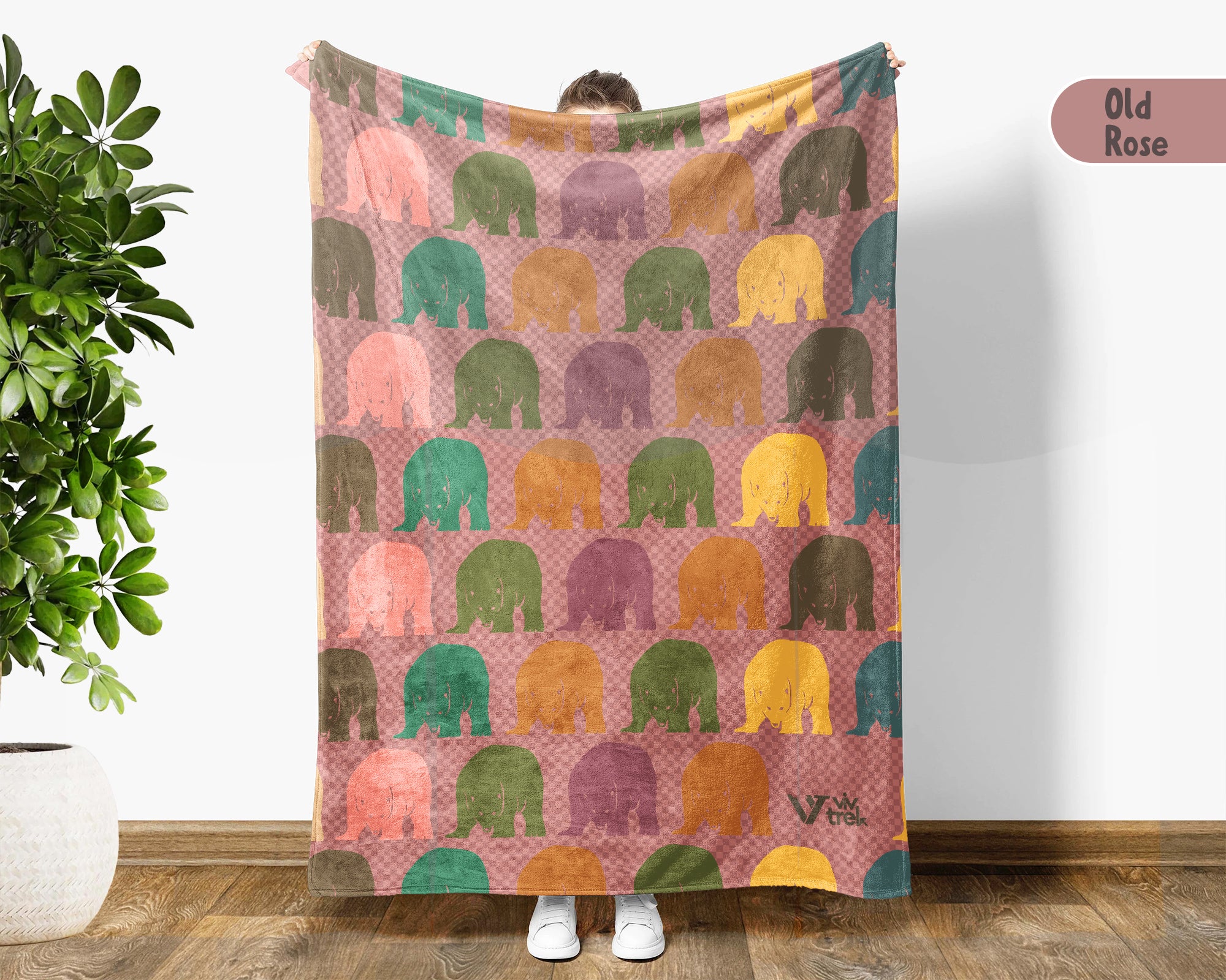 Retro Polar Bear Blanket Gift Arctic Wildlife Throw Cozy Bear Lover Blanket Unique Animal Print Home Decor Gift Idea