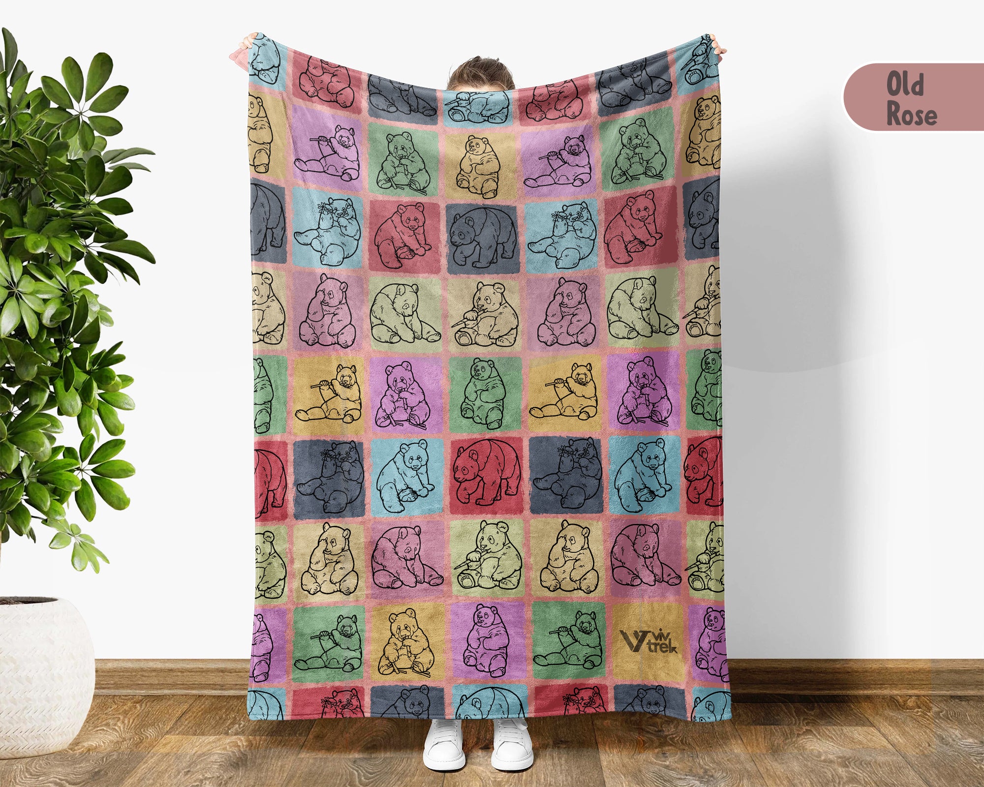 Vintage Panda Blanket for Animal Lovers, Cozy Cute Throw Gift with Panda Inspired Wildlife Home Decor Style