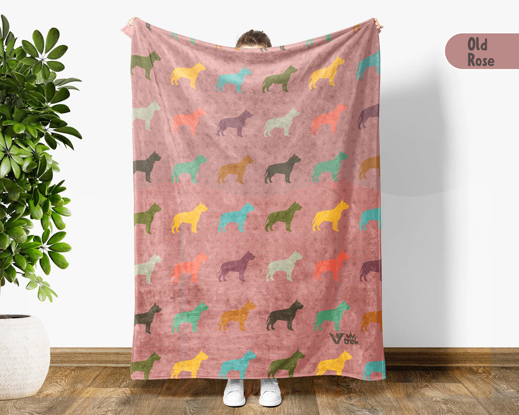 Retro Pitbull Blanket Gift for Dog Lovers, Cozy Canine Throw, Pet Inspired Decor Accent for Bedroom and Living Spaces