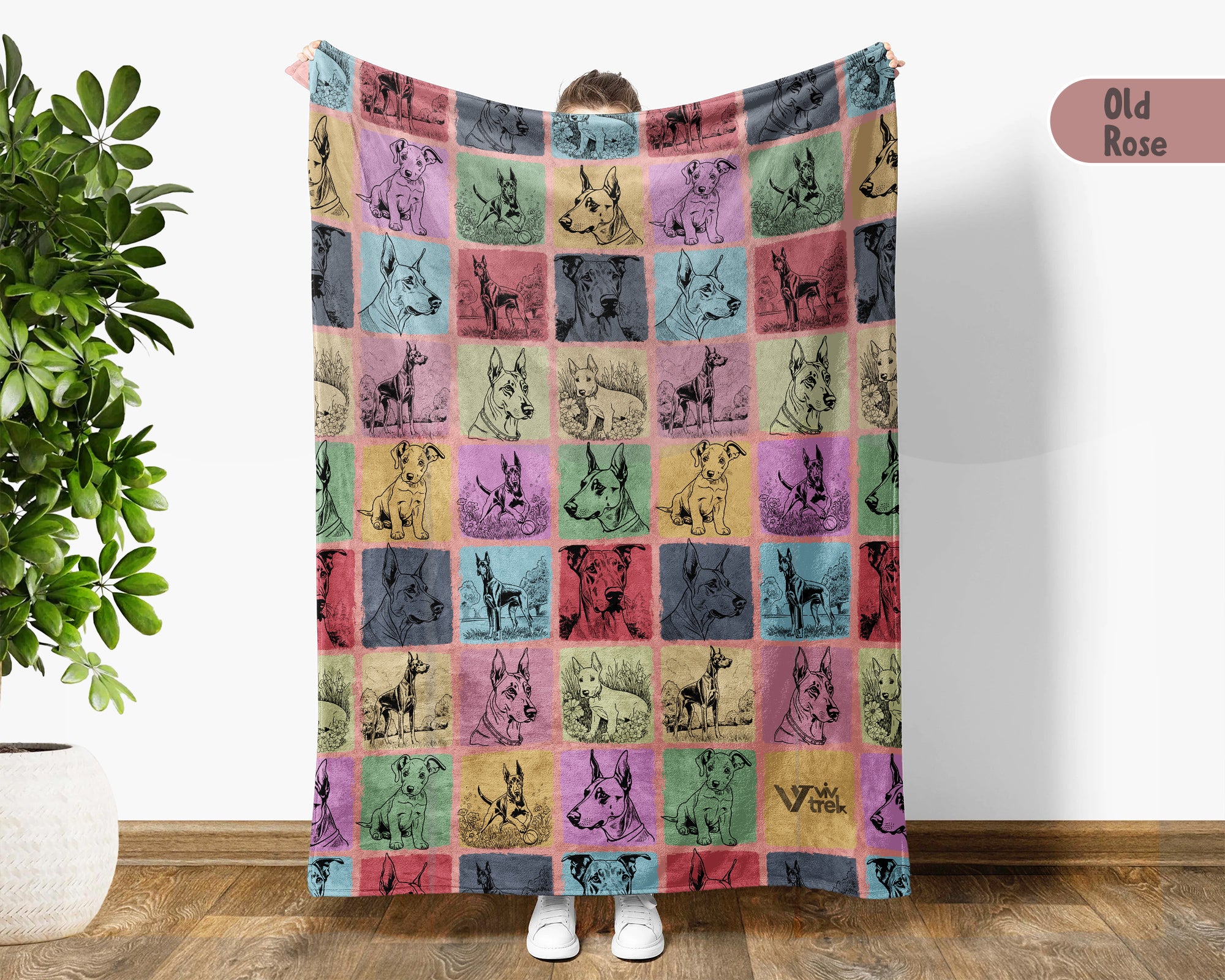 Dobermann Dog Blanket – Cozy Vintage Throw for Dog Lovers