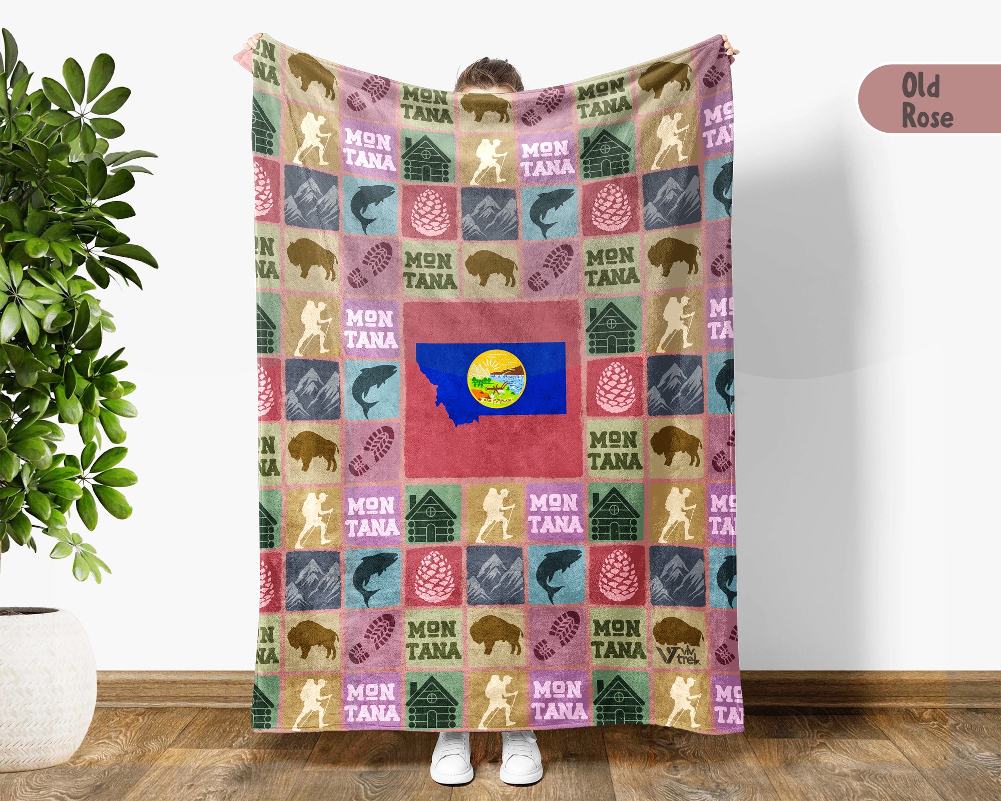 Retro Montana Blanket, Patriotic 4th of July Cozy Throw, Vintage MT Lover Fleece, Big Sky Inspired American Home Decor Gift