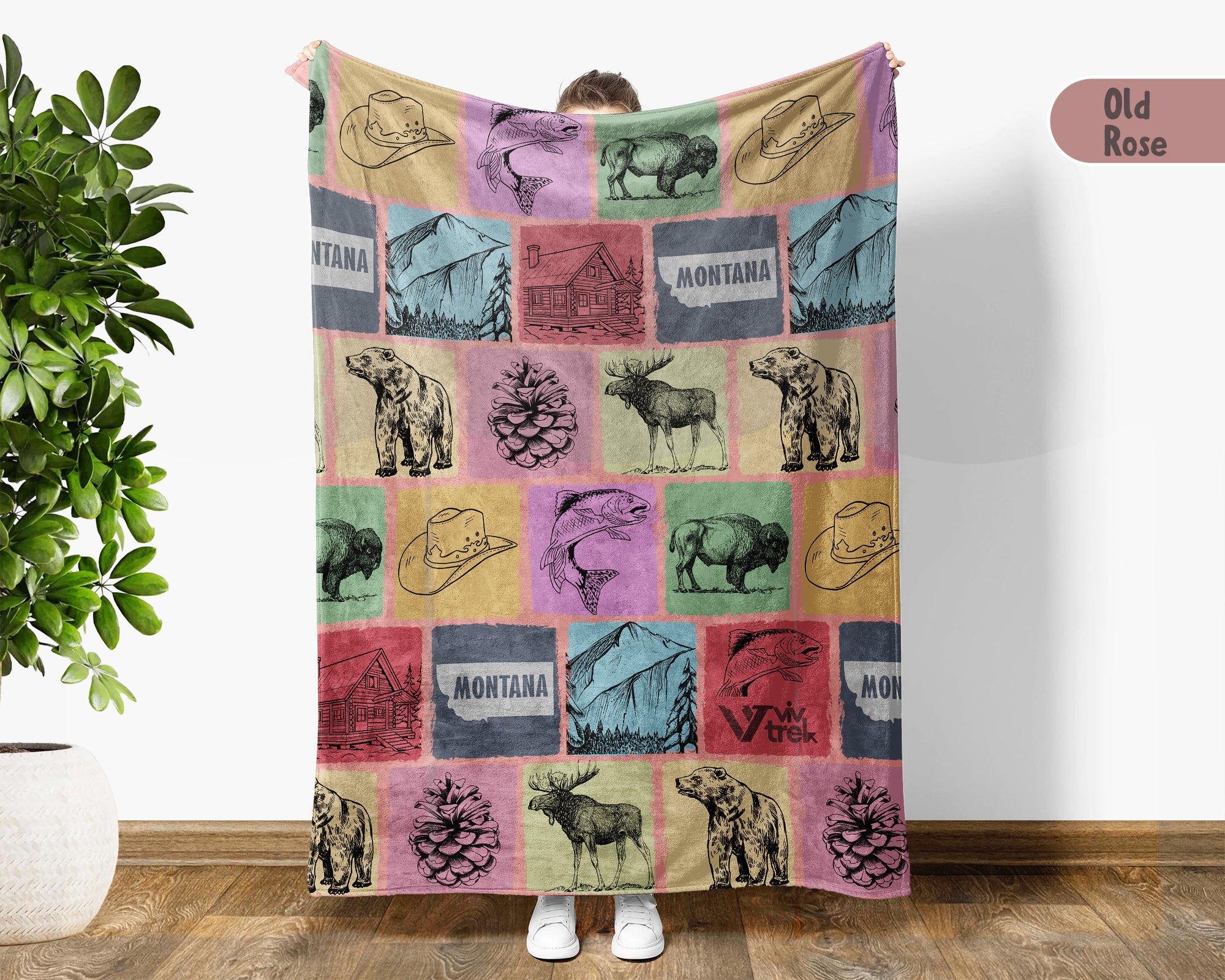 Retro Montana State Blanket, Patriotic 4th of July Cozy Throw, Vintage MT Lover Fleece, American Patriot Big Sky Home Gift