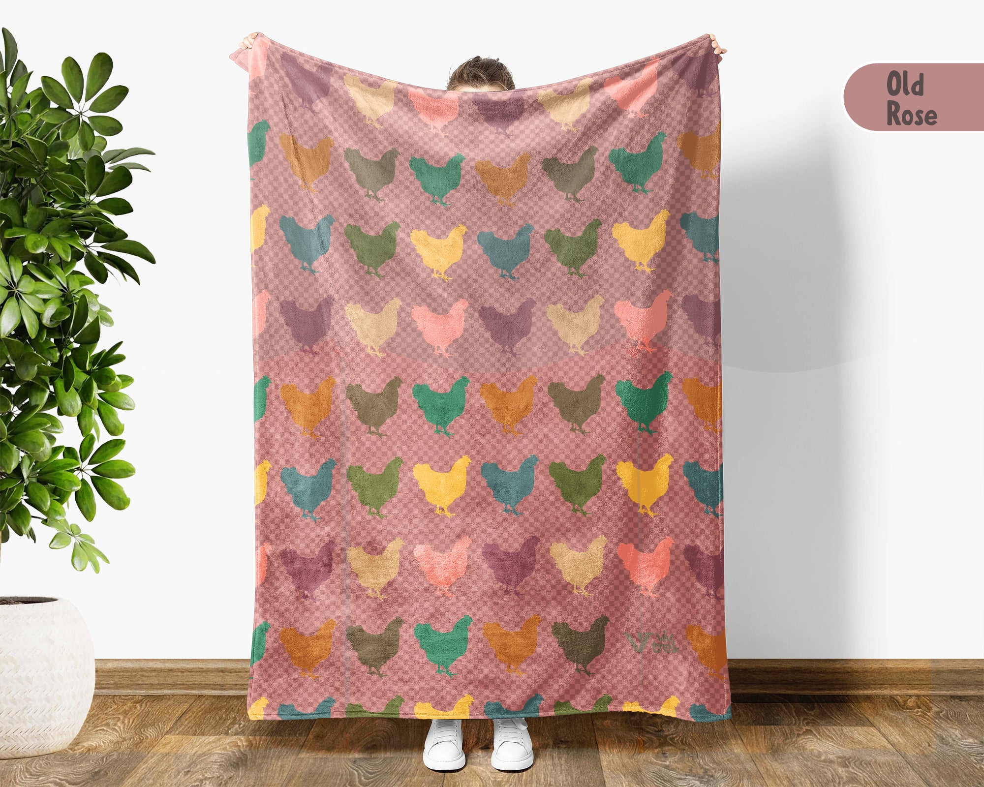 Retro Chicken Throw Blanket – Cozy Farm Animal Gift for Home