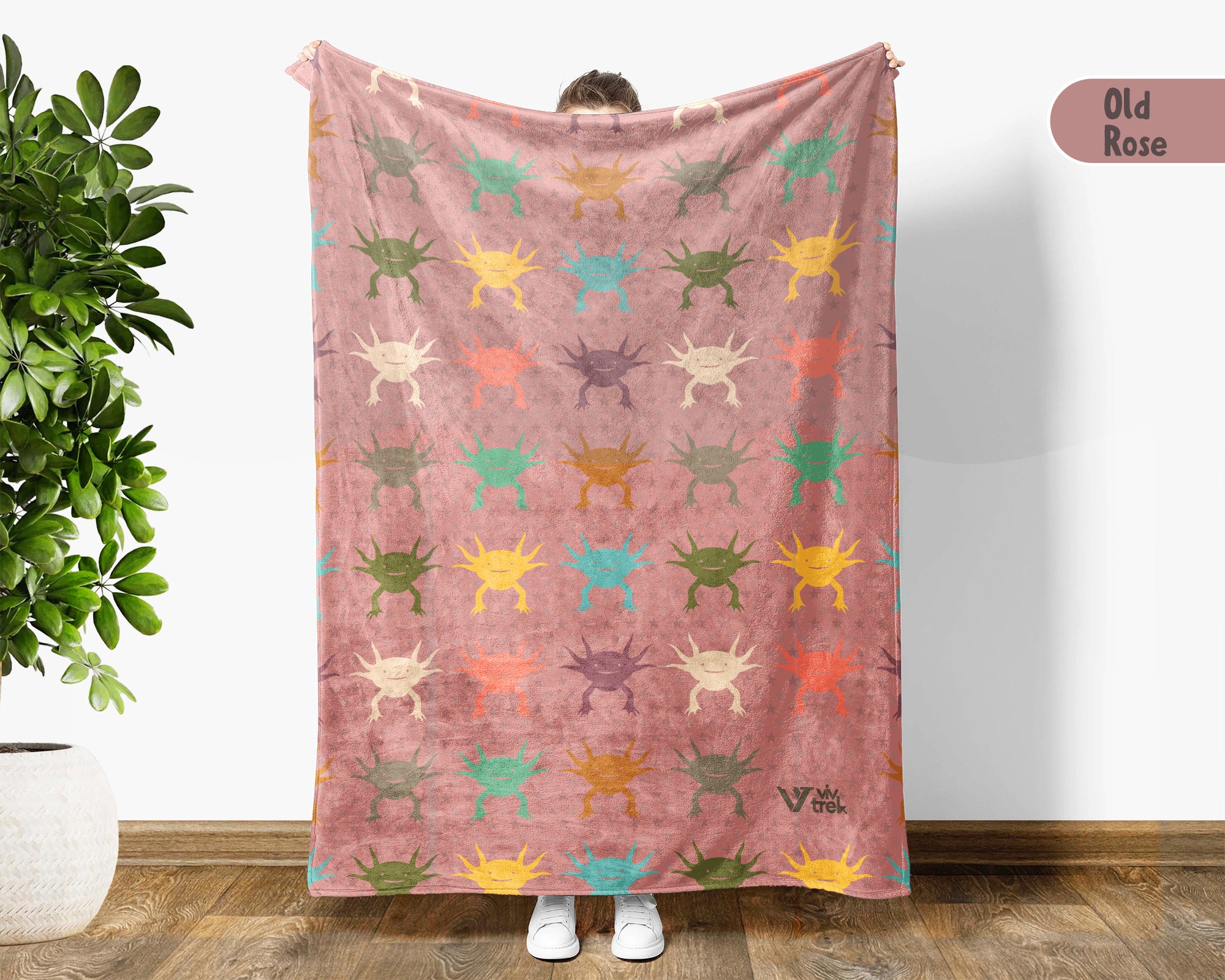 Cute Axolotl Blanket – Vintage Animal Lover Cozy Throw Gift