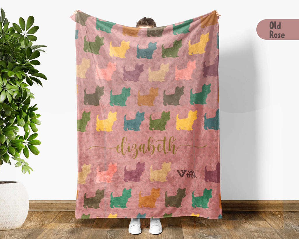 Personalized Yorkshire Terrier Blanket Custom Name Retro Puppy Throw Cozy Yorkie Dog Lover Gift Blanket for Home Decor and Gifts