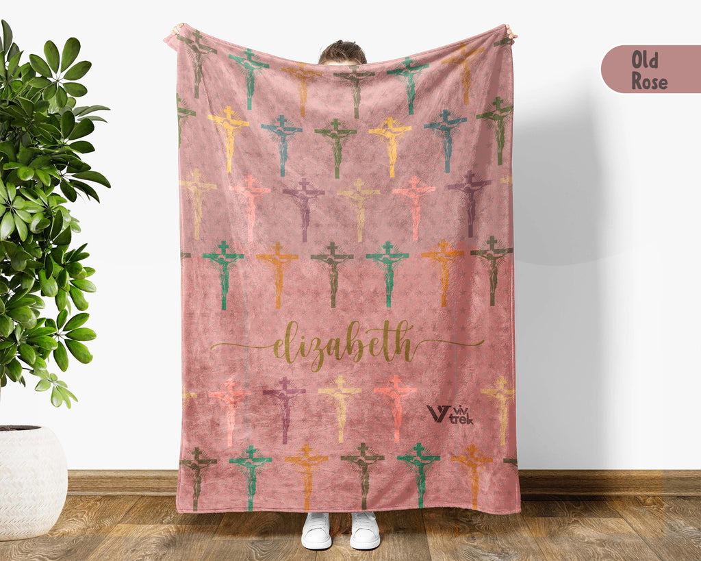 Personalized Christian Faith Blanket with Name, Cozy Custom Name Jesus Throw Gift for Believers, Religious Inspirational Home Decor