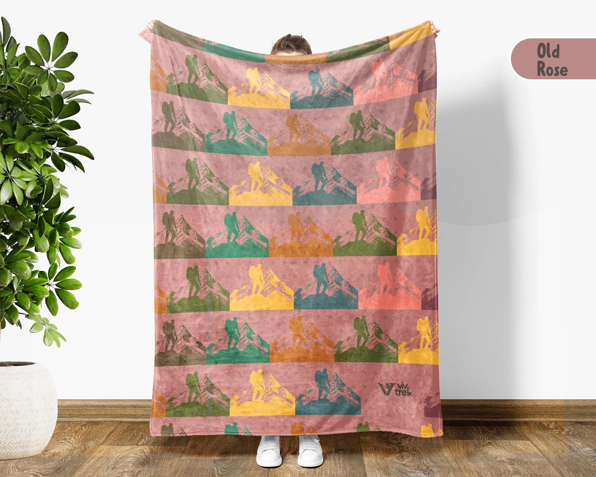 Vintage Hiking Blanket for Outdoor Lovers, Retro Nature Throw, Cozy Mountain Adventure Gift for Campers and Explorers