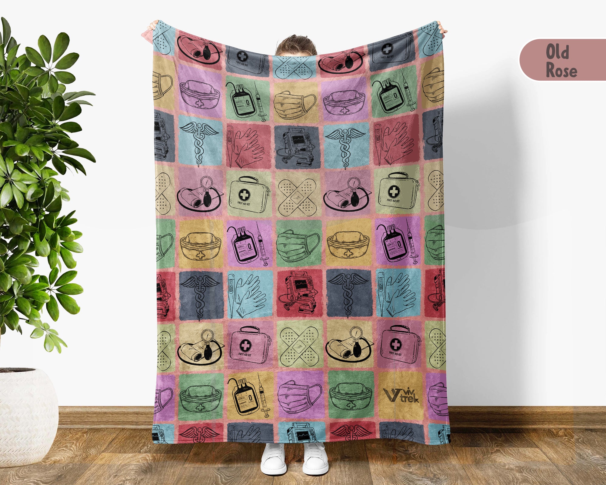 Nurse Gift Blanket, Cozy RN Appreciation Throw, Cute Nurse Graphic Blanket, Soft Fleece Medical Worker Gift for Her at Home