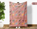 Custom Name Giraffe Throw Blanket – Personalized Wildlife Lover Gift