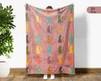 Retro Cat Lover Blanket Cute Kitty Throw Cozy Pet Gift Soft Cat Decor Unique Feline Home Accent for Animal Lovers