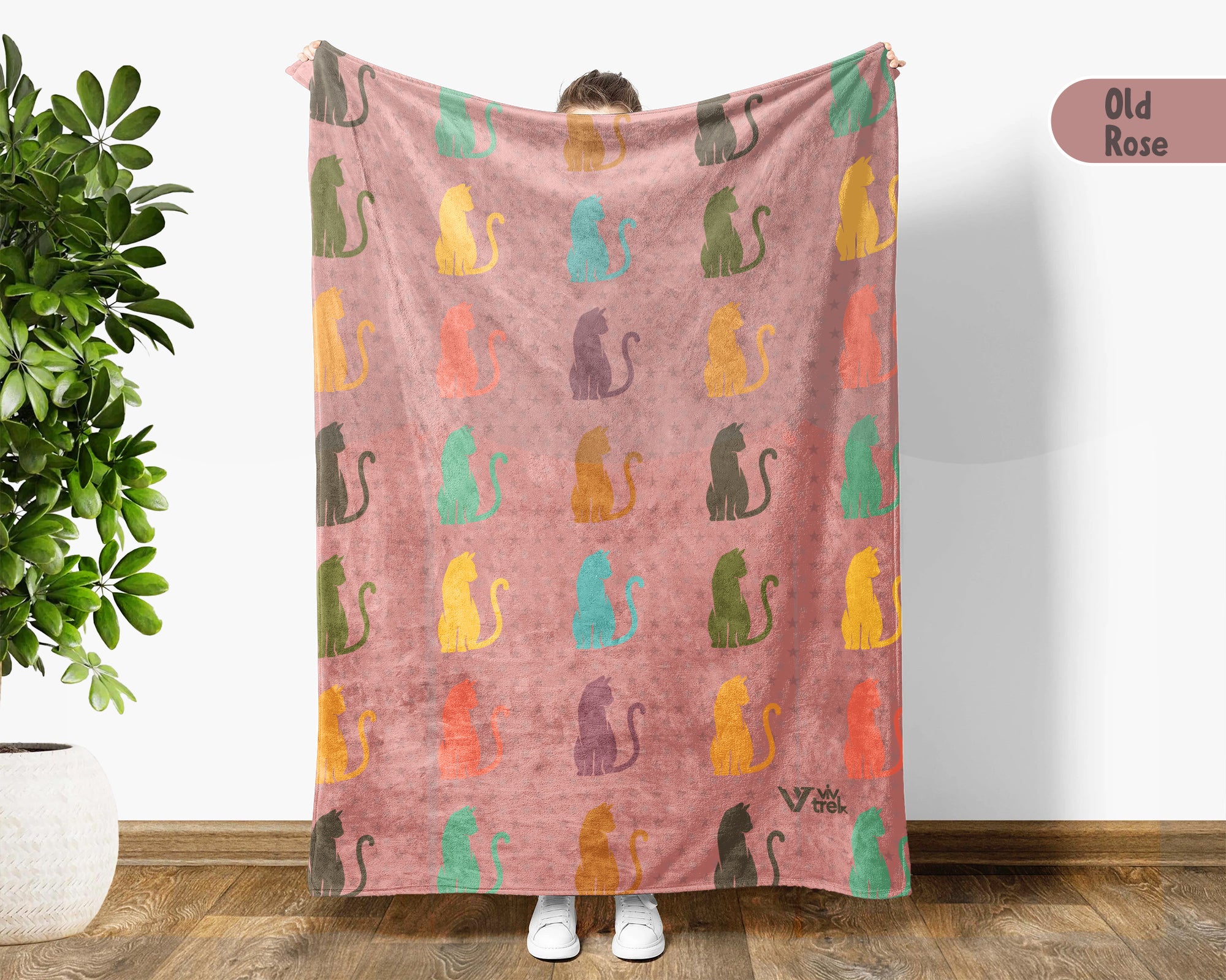 Retro Cat Lover Blanket Cute Kitty Throw Cozy Pet Gift Soft Cat Decor Unique Feline Home Accent for Animal Lovers