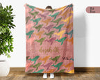 Personalized Whale Blanket Custom Name Ocean Lover Throw Retro Sea Life Decor Cozy Nautical Gift Unique Home Accent Idea