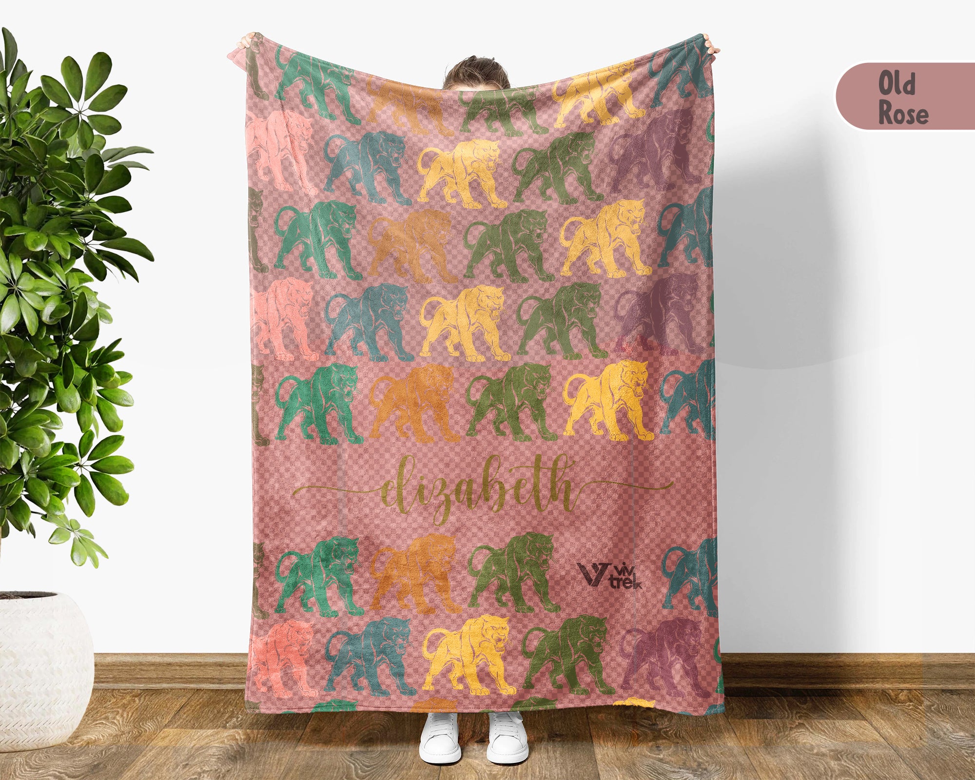 Personalized Panther Blanket with Custom Name Vintage Big Cat Throw Cozy Animal Print Gift Wildlife Lover Home Decor