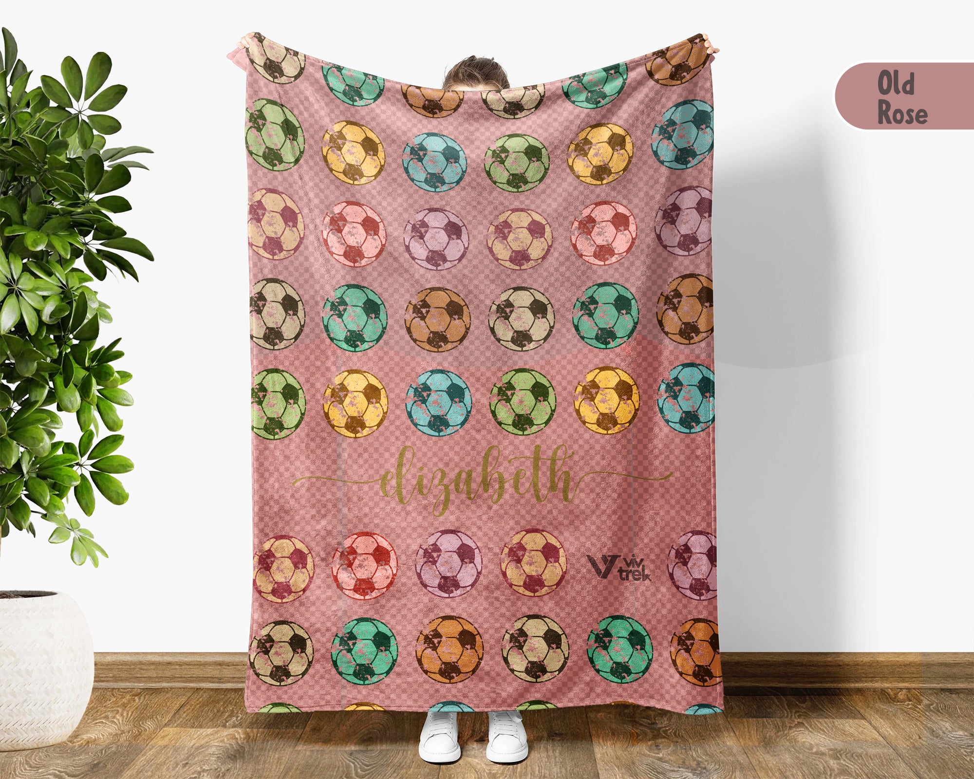 Custom Name Soccer Lover Blanket Vintage Football Throw Cozy Personalized Gift Soft Sports Decor for Home Fans