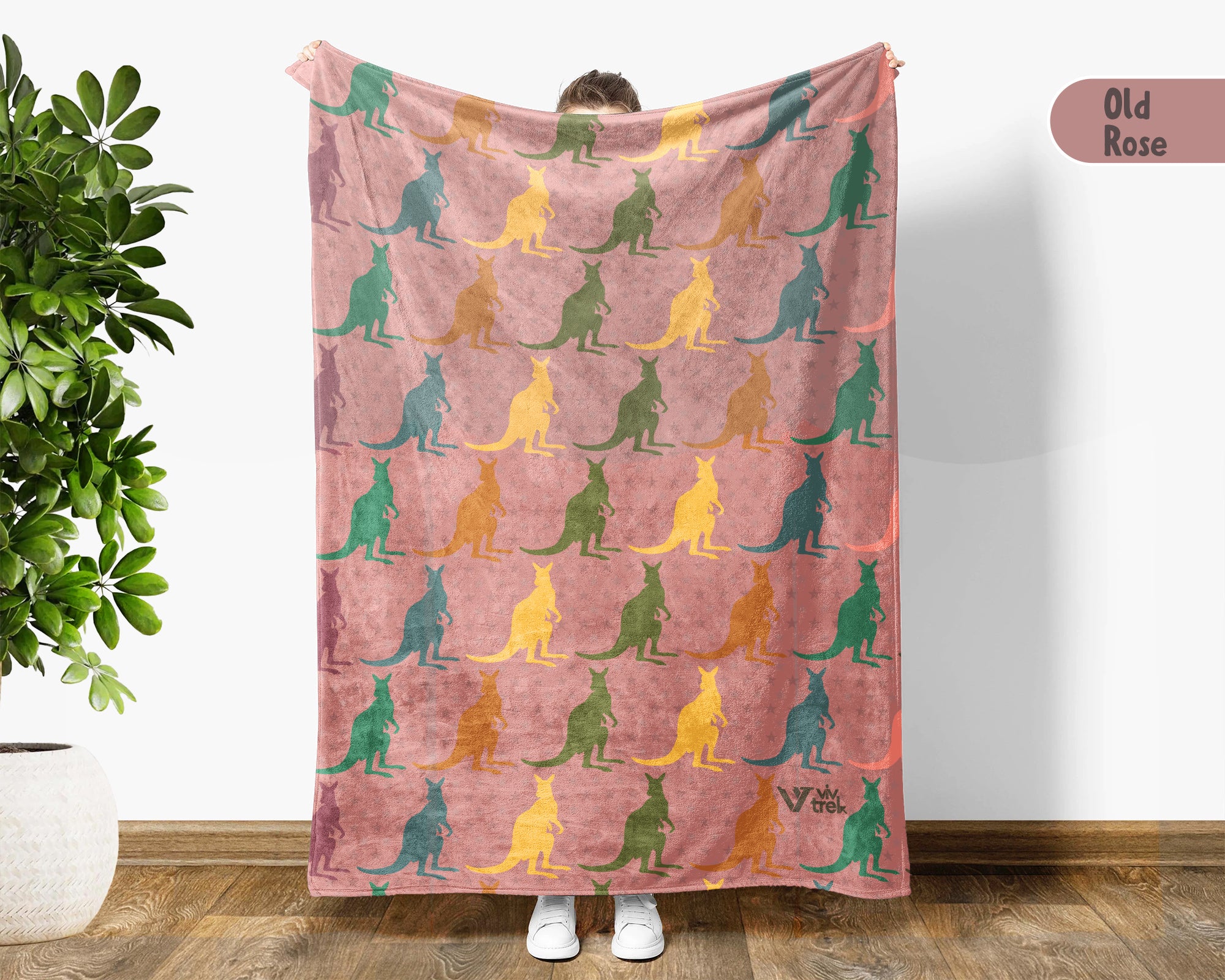 Retro Kangaroo Blanket Vintage Australian Wildlife Throw Cozy Animal Lover Gift Fun Marsupial Graphic Decor Unique Home Accent