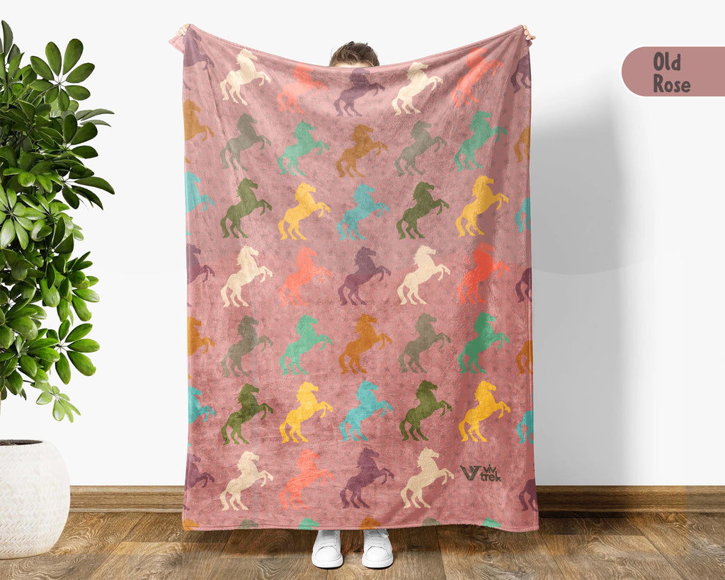 Retro Horse Lover Blanket – Cozy Western Equestrian Throw