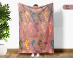 Personalized Mermaid Blanket with Custom Name Cozy Fantasy Ocean Throw for Kids Girls Cute Gift Magical Bedroom Decor