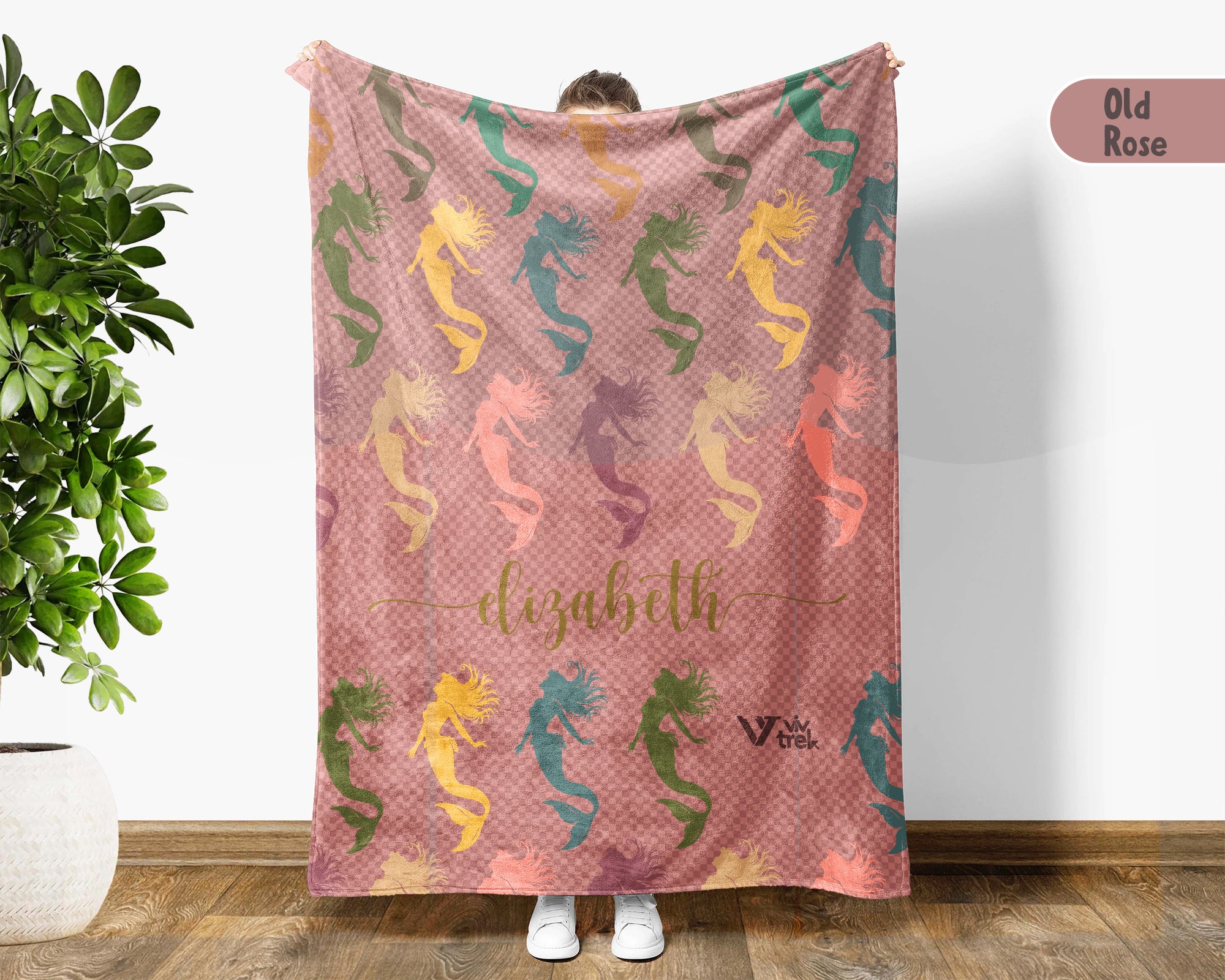 Personalized Mermaid Blanket with Custom Name Cozy Fantasy Ocean Throw for Kids Girls Cute Gift Magical Bedroom Decor