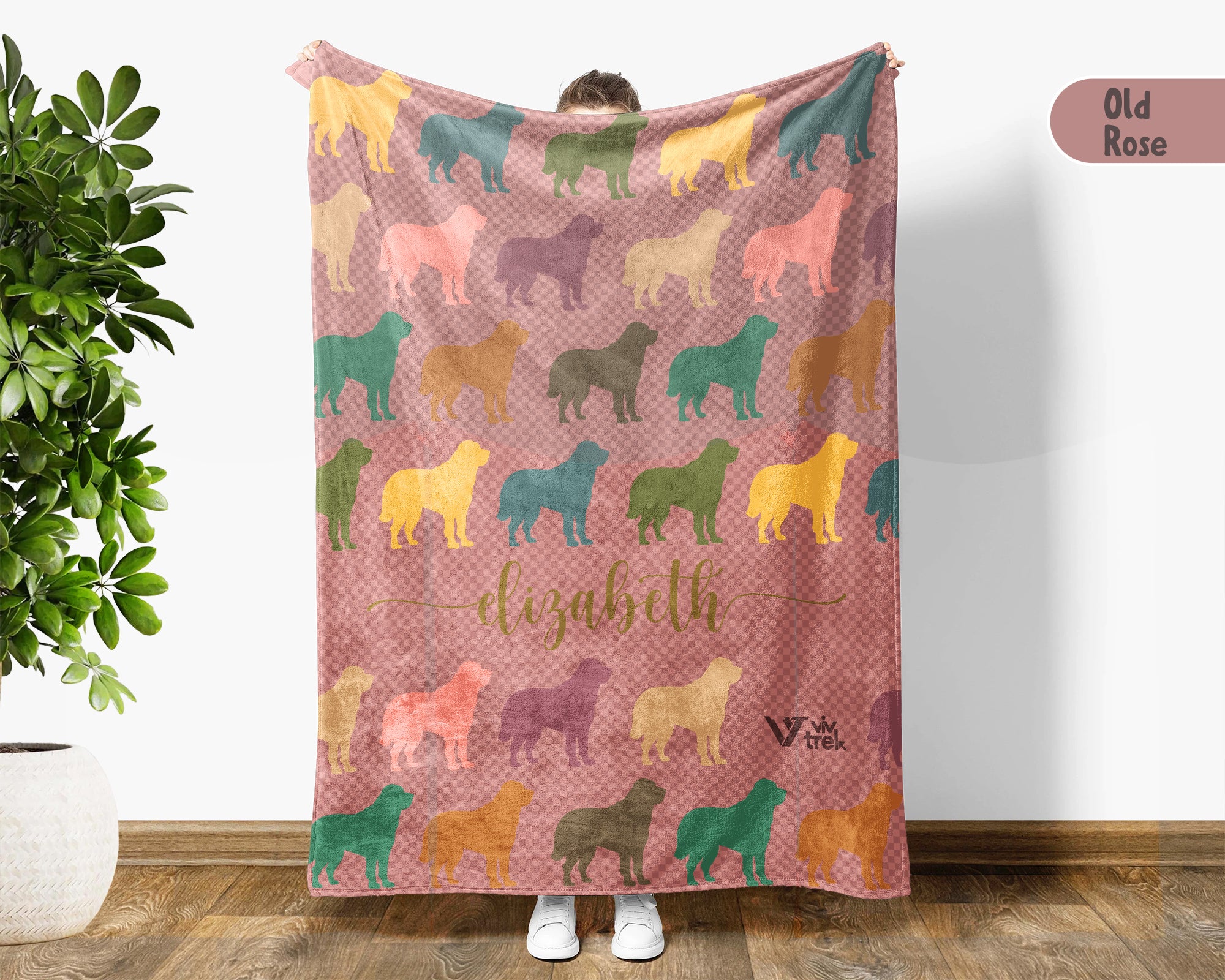 Personalized St Bernard Dog Blanket Custom Name Vintage Puppy Throw Cozy Pet Lover Gift Dog Breed Blanket for Home Decor and Gifts