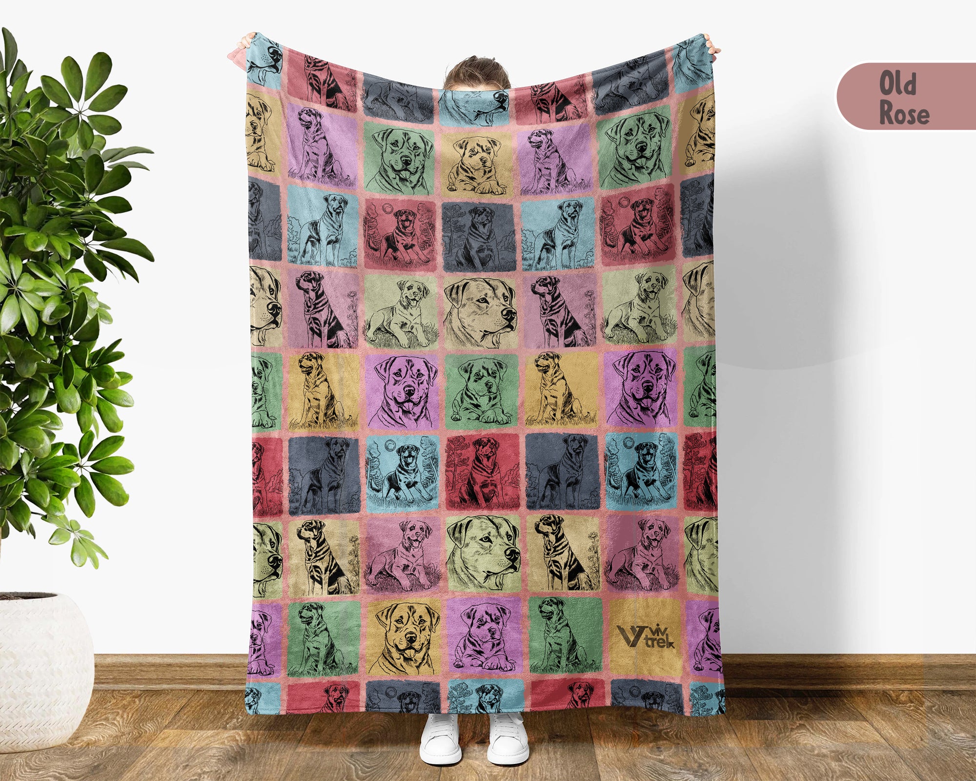 Vintage Rottweiler Dog Blanket – Cozy Throw for Dog Lovers