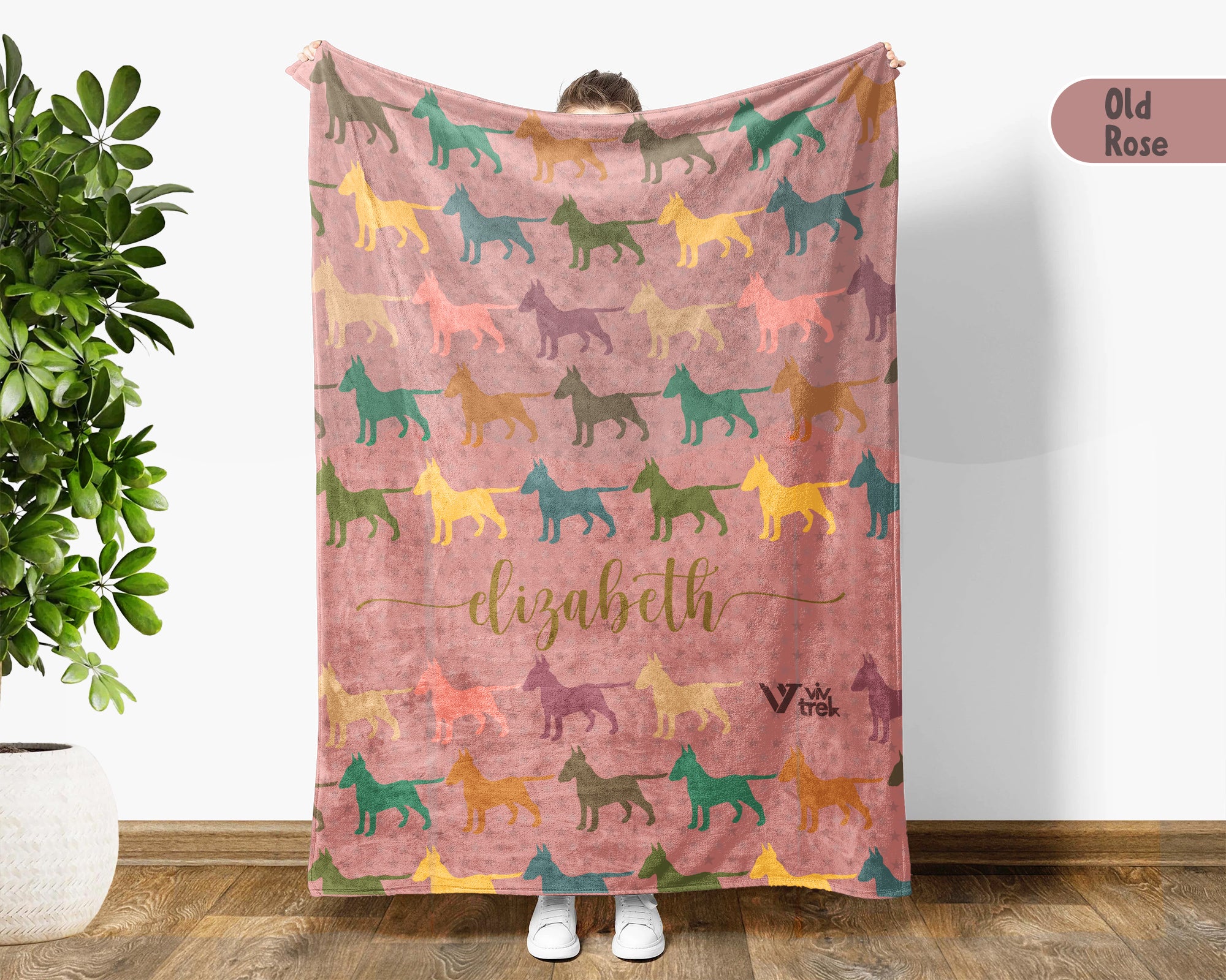 Custom Name Bull Terrier Dog Blanket – Personalized Throw for Pet Lovers