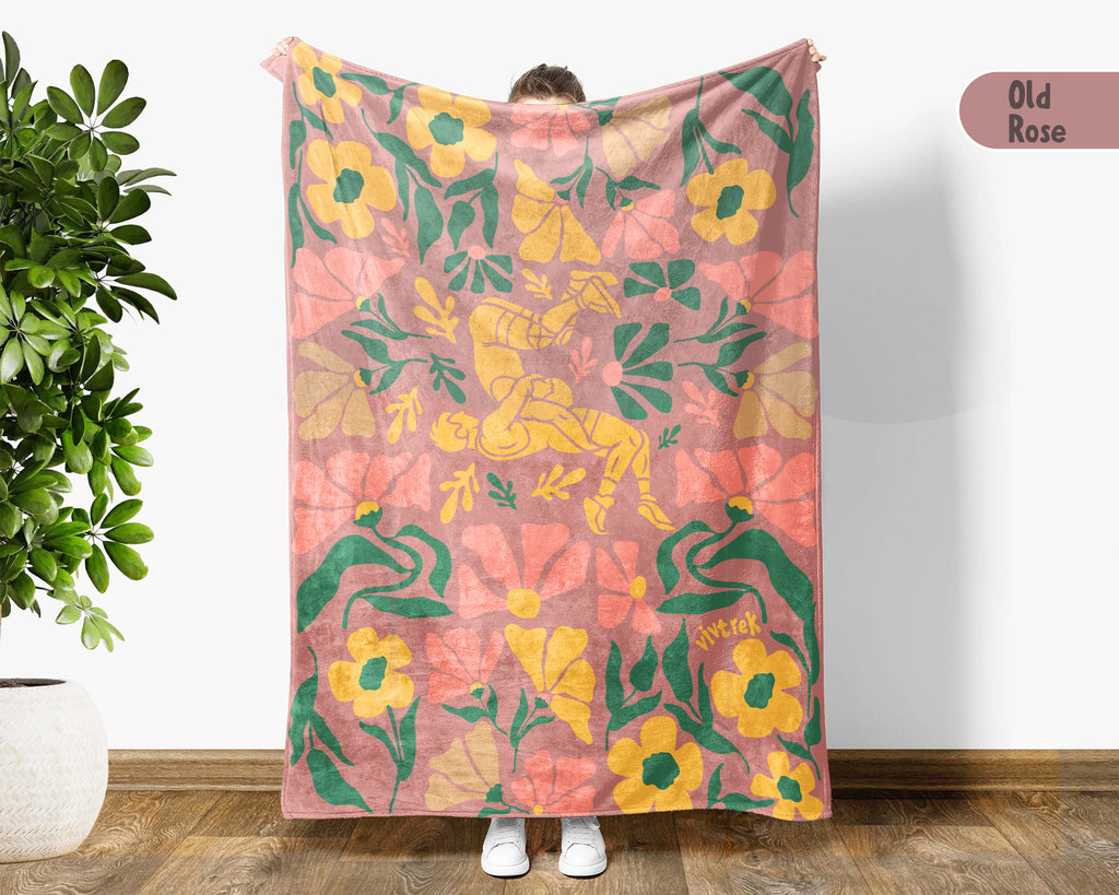 Floral Wrestling Blanket – Cozy Athlete Lover Throw