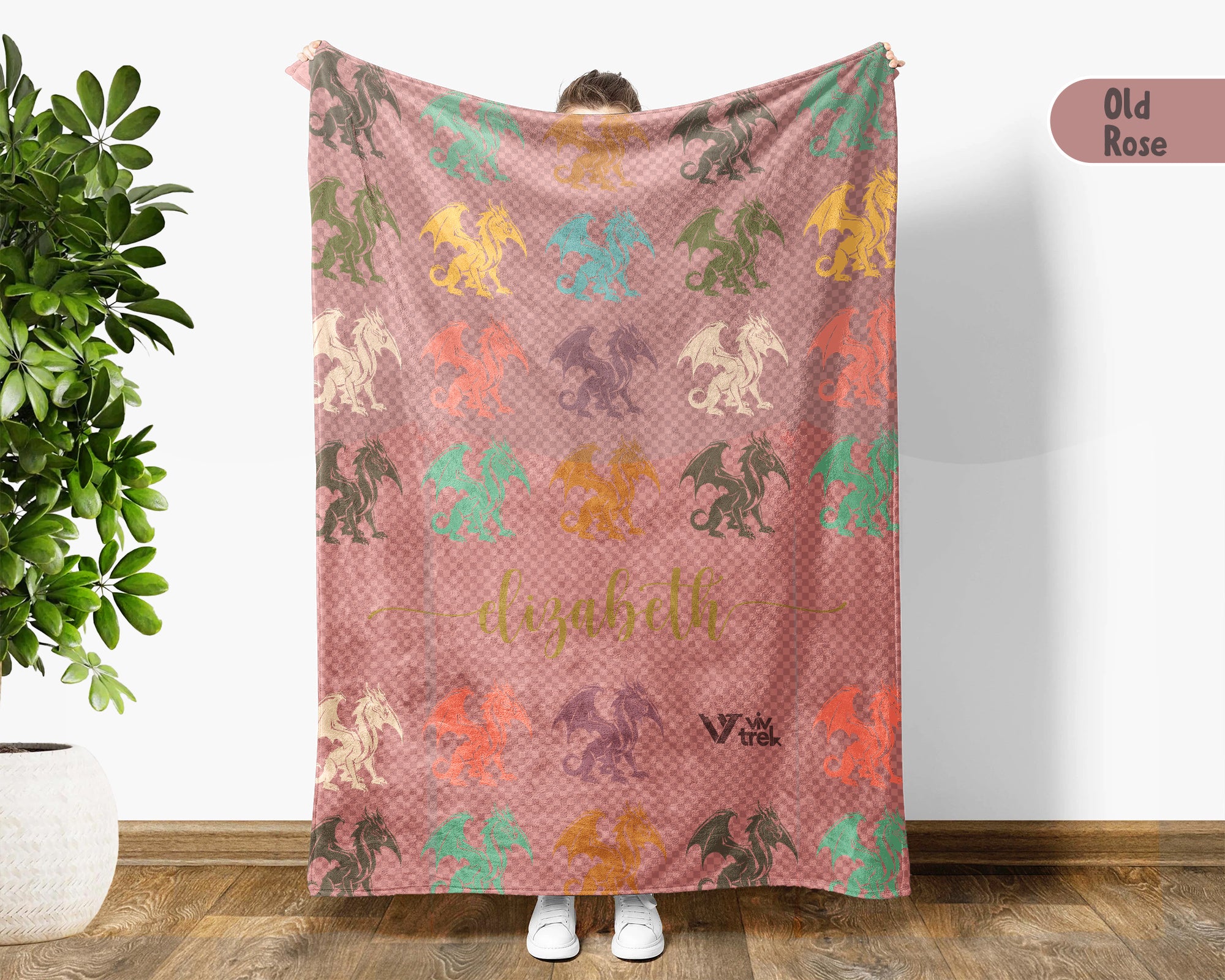 Personalized Dragon Lover Blanket Custom Name Mythical Creature Throw Vintage Fantasy Cozy Dragon Graphic Soft Home Decor Gift, Home Decor