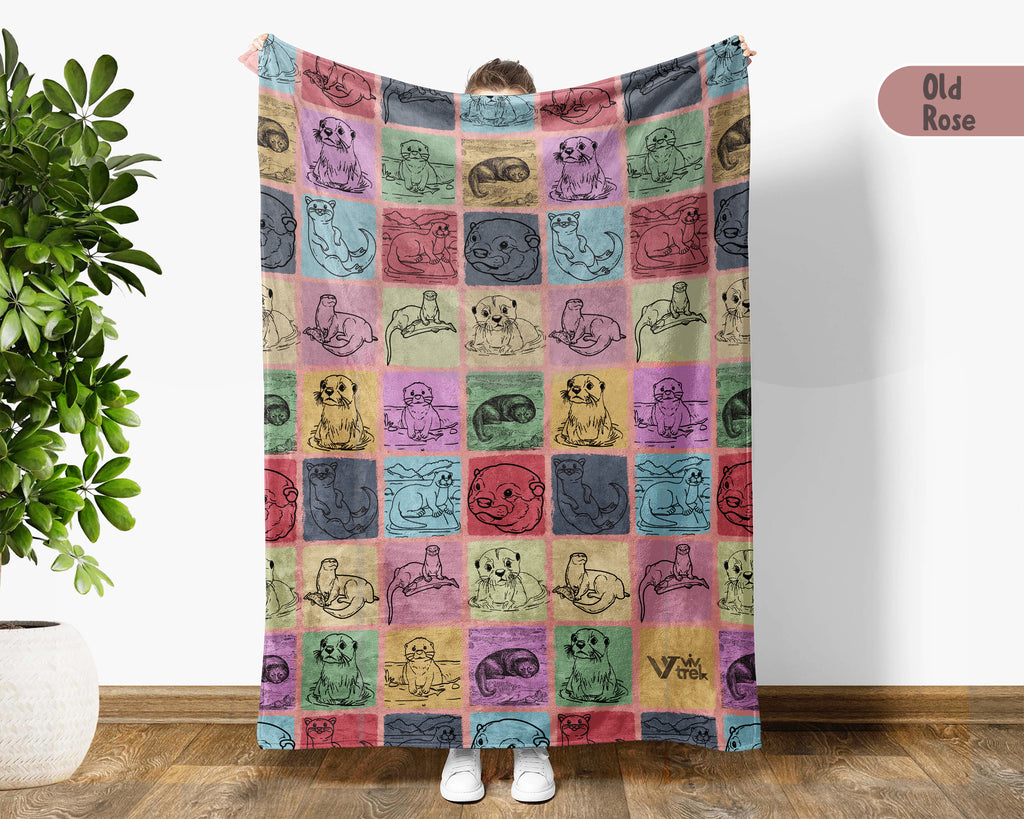 Vintage Otter Throw Blanket – Cozy Sea Life Gift for Animal Lovers