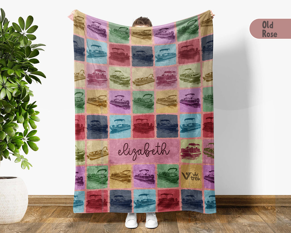 Personalized Pontoon Boat Blanket – Custom Name Nautical Lover Throw