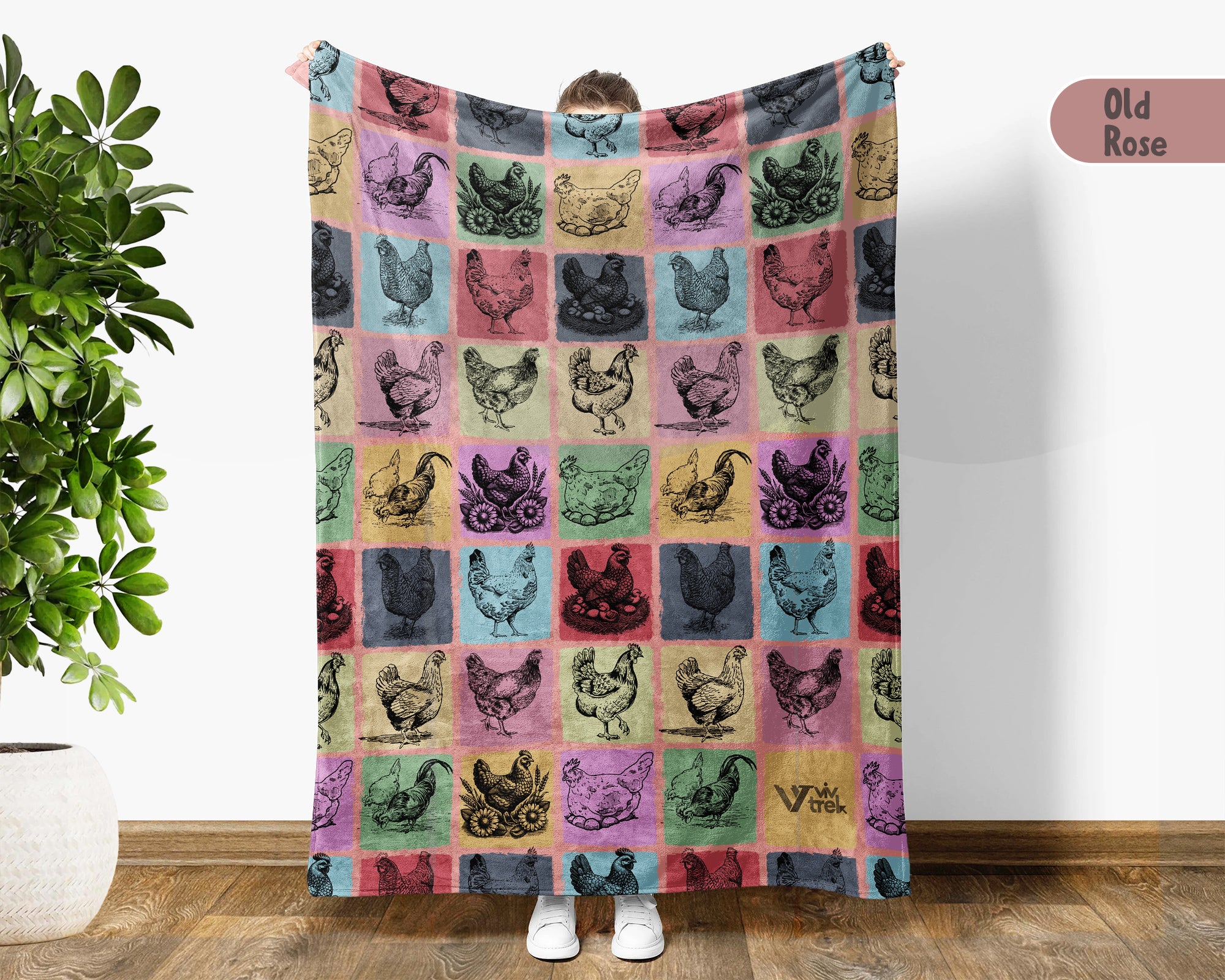 Vintage Chicken Blanket – Cozy Farmhouse Animal Lover Throw