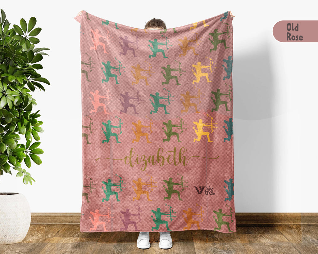 Custom Name Archery Blanket, Personalized Sports Throw, Cozy Archer Gift, Rustic Athletic Home Decor Blanket