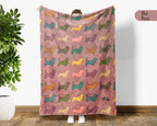 Retro Basset Hound Dog Throw Blanket, Puppy Lover Gift, Cozy Hound Breed Home Decor, Long Ear Canine House Accessory