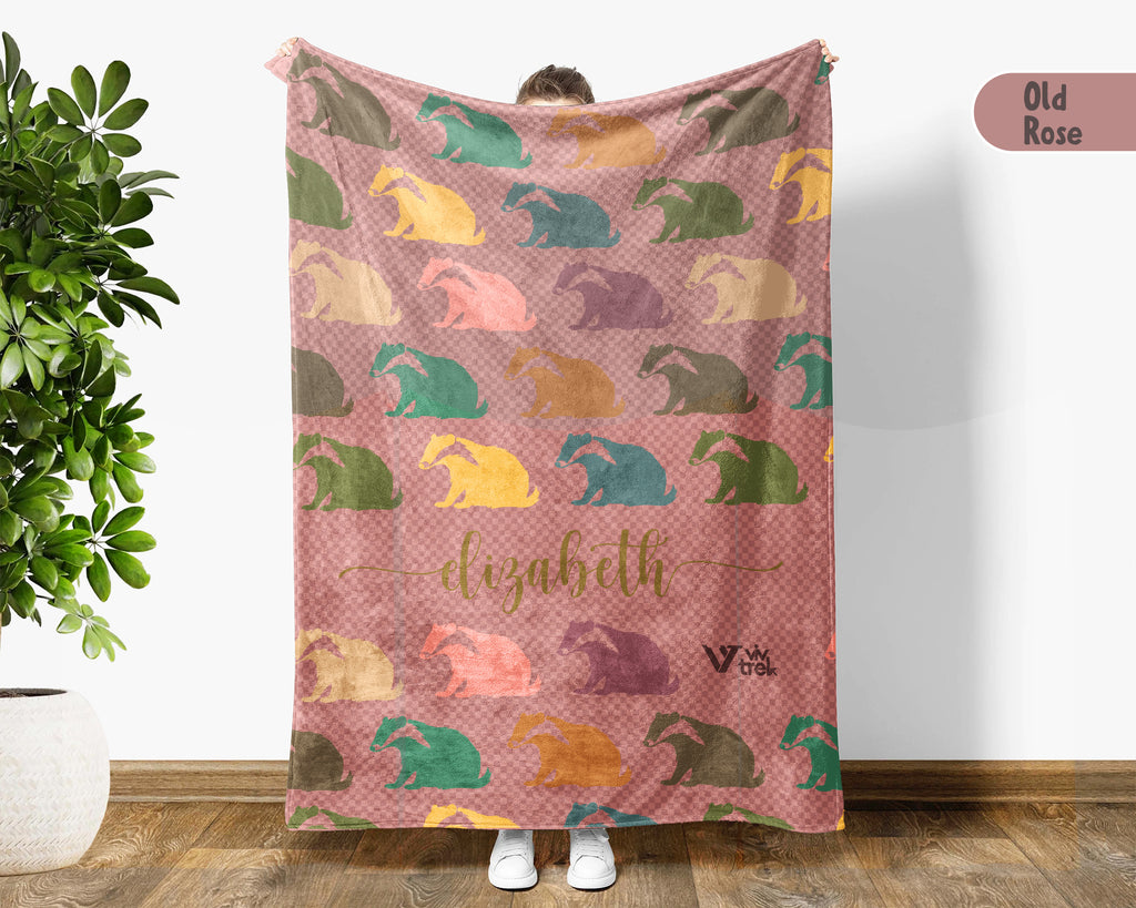 Custom Name Honey Badger Blanket – Personalized Cozy Throw for Nature Fans